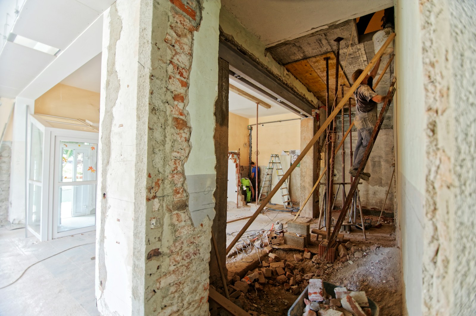 Building interior during reconstruction